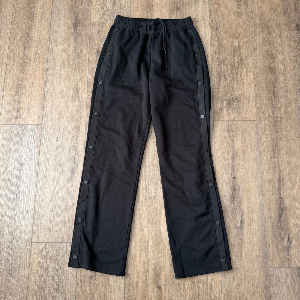 Alo Yoga Snap Pants Women Small Black Break It Down Side Button Athletic Joggers